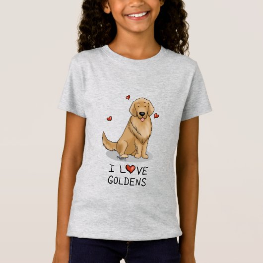 I Love Goldens - I Love Golden Retrievers Tシャツ (正面)