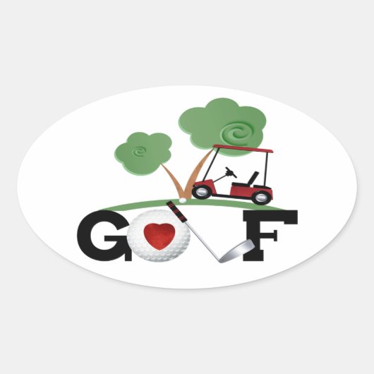 I Love Golf Ovalシール 楕円形シール (正面)