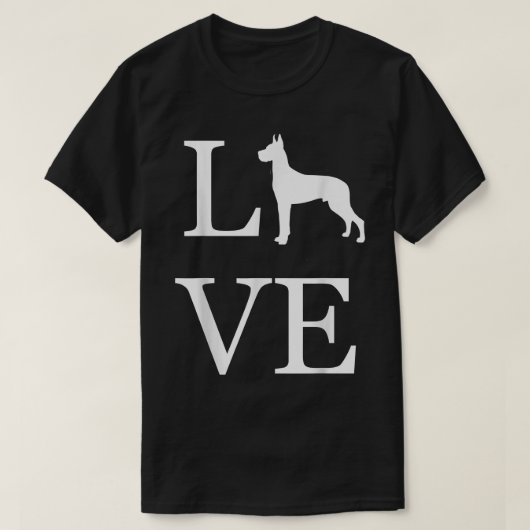 I Love Great Dane Dog Lover White Graphic Design P Tシャツ (デザイン正面)