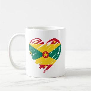 I Love Grenada – グレナディアン国旗のハート図形 コーヒーマグカップ