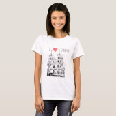 I Love Grodnoベラルーシ建築スケッチ Tシャツ (正面フル)