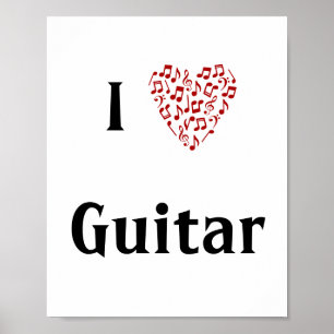 I Love Guitar赤いハート・オブ・ミュージック ポスター