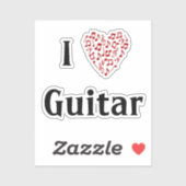I Love Guitar赤いハートof Music Notes Vinyl シール (シート)