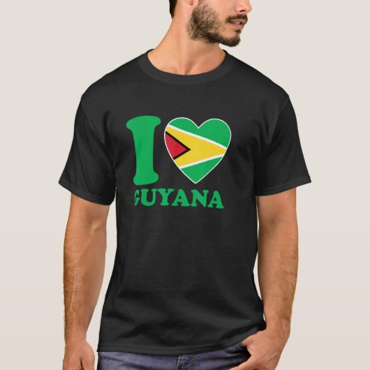 I Love Guyana Heart Flag  Quote Tシャツ (正面)