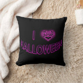 I Love Halloween (Batty Loveハート)パープル クッション (ブランケット)