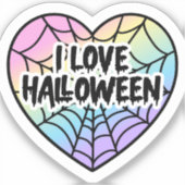 I Love Halloween Spider Webハートステッカーパステル シール (正面)