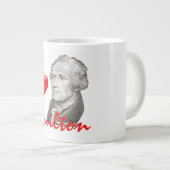 「I Love Hamilton」アレクサンダー·ハミルトン·ポートレート ジャンボコーヒーマグカップ (正面右)