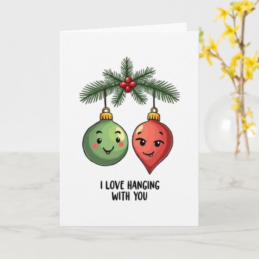 I Love Hanging with you funny Christmas Card カード (黄色い花)
