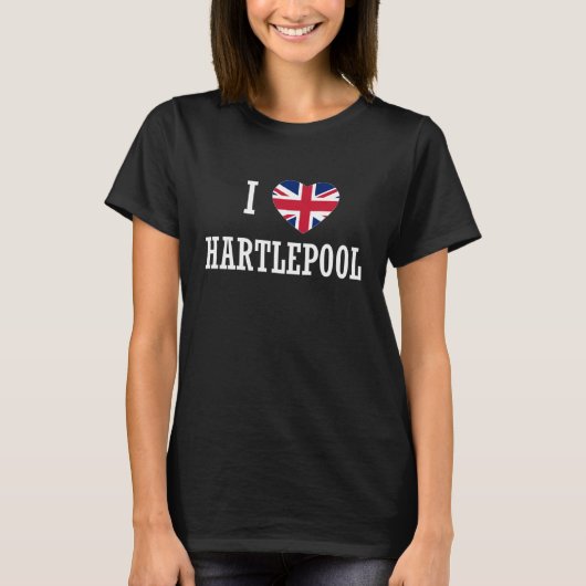 I Love Hartlepool England Union Jack Flag Heart En Tシャツ (正面)