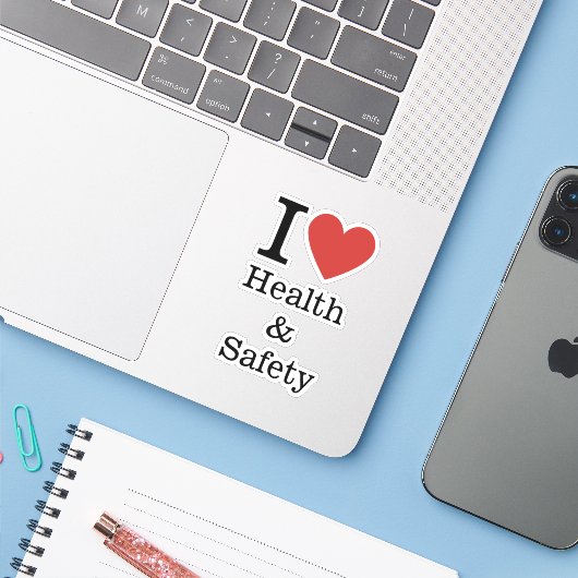 I Love ❤️ Health & Safety STICKER シール (ノートパソコンとiPhone)