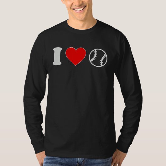 I Love Heart Baseball Player Fan Coach Sports for Tシャツ (正面)