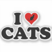 I Love (Heart) Cats シール (正面)