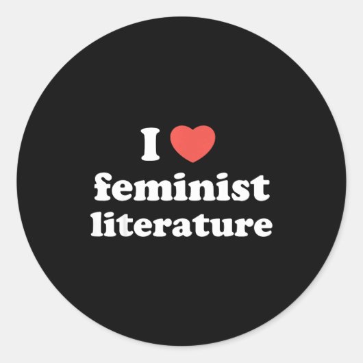 I Love Heart Feminist Literature  ラウンドシール (正面)