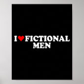 I Love Heart Fictional Men Simple Cute Funny Readi ポスター (正面)