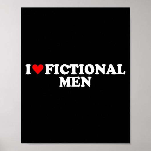 I Love Heart Fictional Men Simple Cute Funny Readi ポスター (正面)