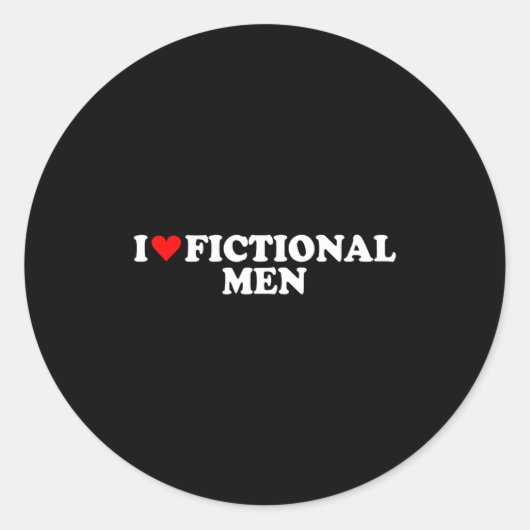 I Love Heart Fictional Men Simple Cute Funny Readi ラウンドシール (正面)