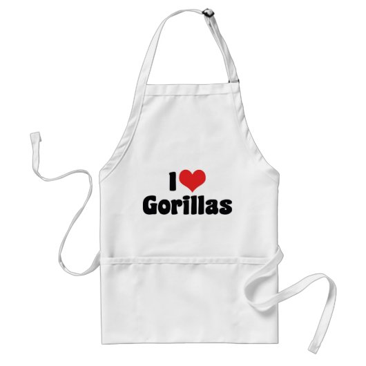 I Love Heart Gorillas - Gorilla Lover スタンダードエプロン (正面)