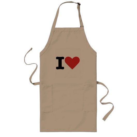 I Love Heart Graphic Classic Minimalist Kitchen Ap ロングエプロン (正面)