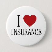 I Love Heart Insurance - funny halloween costume 缶バッジ (正面)