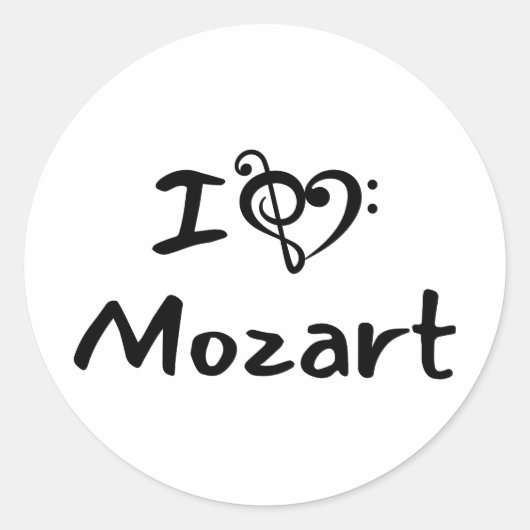 I love heart Mozart Classical Music Black Text ラウンドシール (正面)