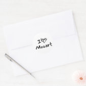 I love heart Mozart Classical Music Black Text ラウンドシール (封筒)