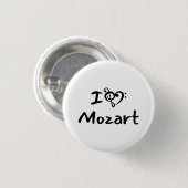 I love heart Mozart Classical Music Black Text 缶バッジ (正面&裏面)