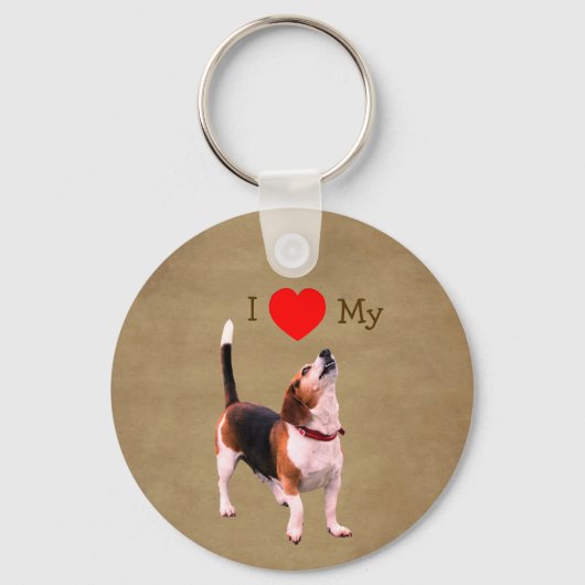 I Love Heart My Beagle Dog  キーホルダー (正面)