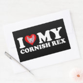 I Love (Heart) My Cornish Rex 長方形シール (封筒)