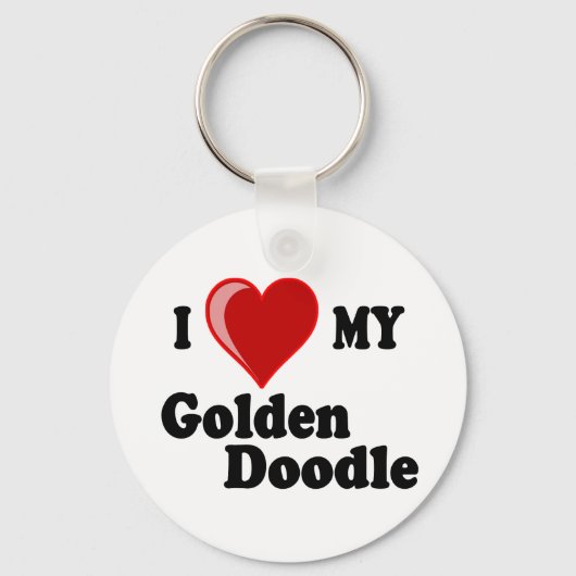 I Love (Heart) My Golden Doodle Dog キーホルダー (正面)