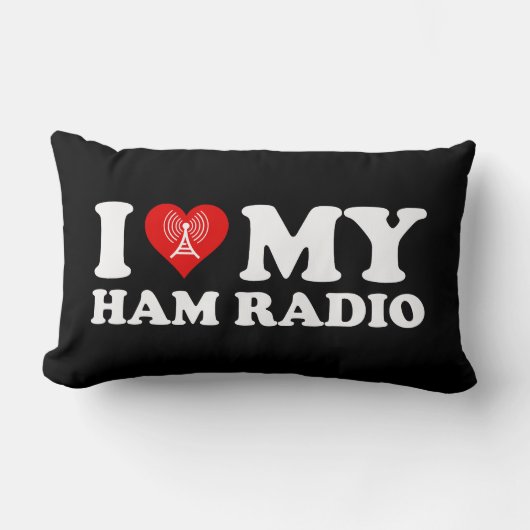 I Love (Heart) My Ham Radio ランバークッション (正面)
