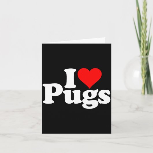 I Love Heart Pugs Pug Dog Canine  カード (正面)