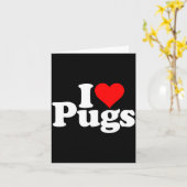 I Love Heart Pugs Pug Dog Canine  カード (黄色い花)