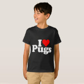 I Love Heart Pugs Pug Dog Canine  Tシャツ (正面フル)