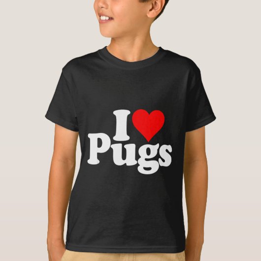 I Love Heart Pugs Pug Dog Canine  Tシャツ (正面)