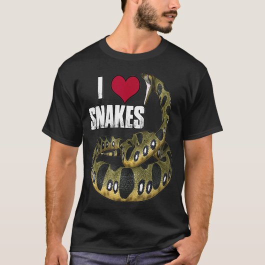 I Love Heart Snakes  Reptile Lovers Snake lover Tシャツ (正面)