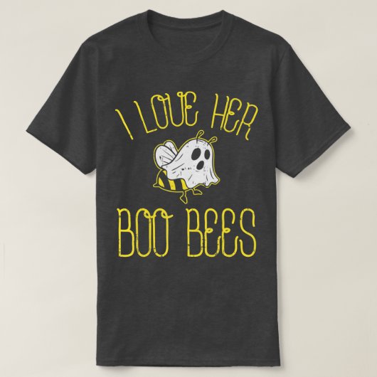 I Love Her Boo Bees Couples Halloween Adult Costum Tシャツ (デザイン正面)