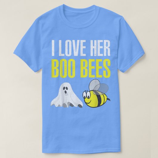I Love Her Boo Bees Couples Halloween Adult Costum Tシャツ (デザイン正面)