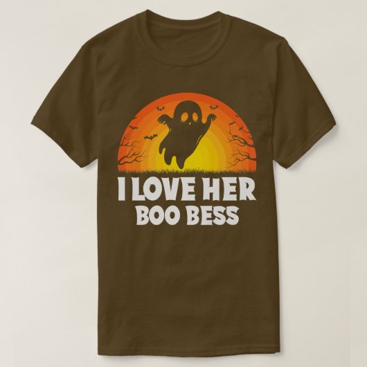 I Love Her Boo Bees Couples Halloween Adult Costum Tシャツ (デザイン正面)