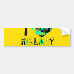 I Love Hillary USAアートプリント バンパーステッカー