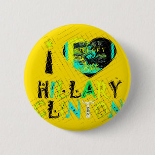 I Love Hillary USAアートプリント 缶バッジ