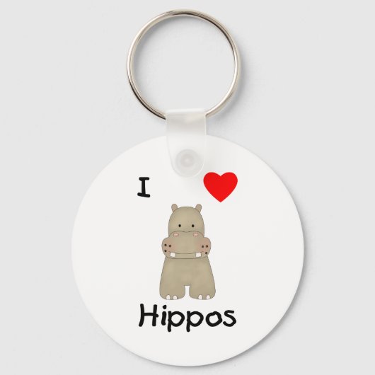 I Love Hippos (3) キーホルダー (正面)