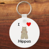 I Love Hippos (3) キーホルダー (正面)