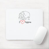I Love Hippos - Wild Life S Sticker マウスパッド (マウス)