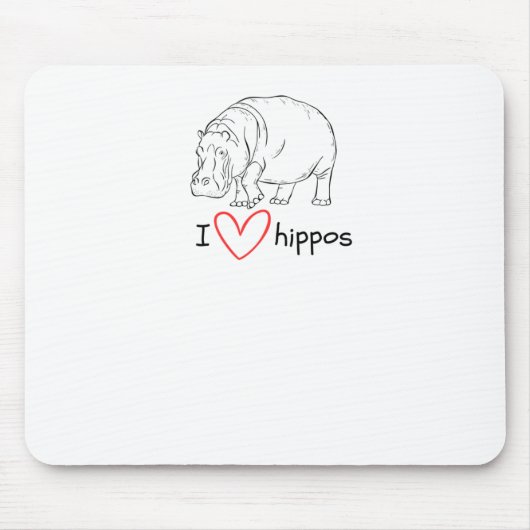 I Love Hippos - Wild Life S Sticker マウスパッド (正面)