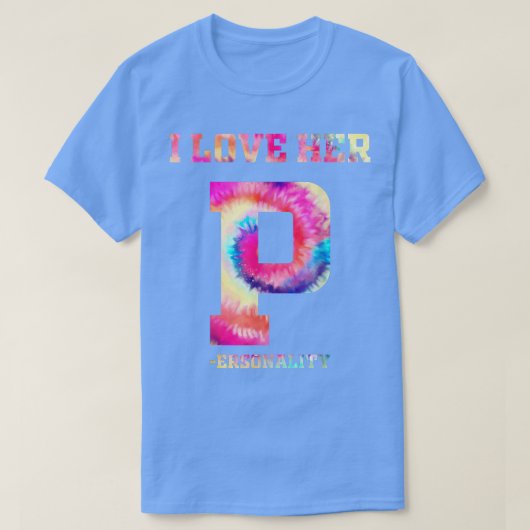i love his d dedication i love her p personality m tシャツ (デザイン正面)