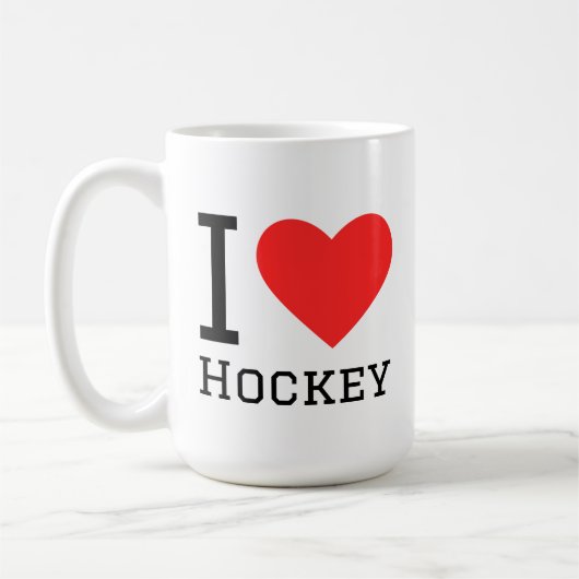 I love hockey square sticker コーヒーマグカップ (左)