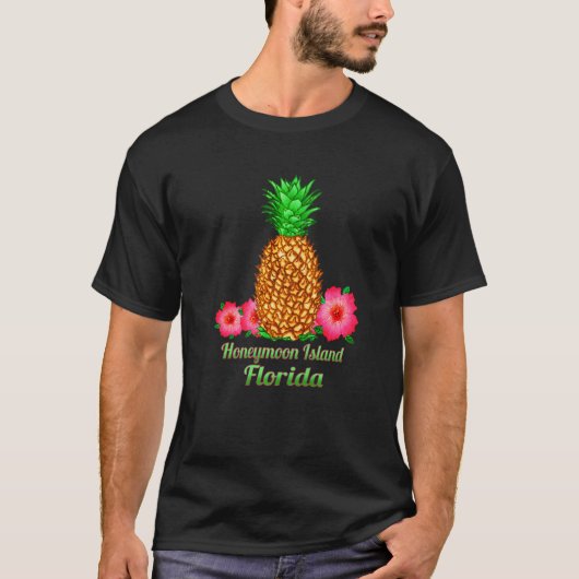 I Love Honeymoon Island Florida Fl Pineapple Flora Tシャツ (正面)