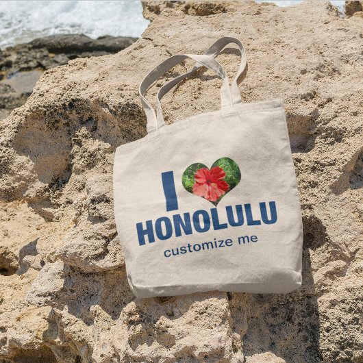 I Love Honolulu Cute Hawaii Hibiscus Flower トートバッグ
