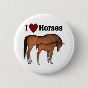 I Love Horsesボタン 缶バッジ