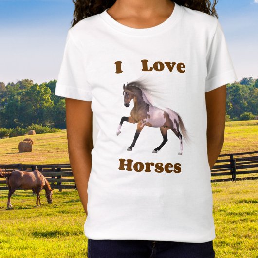 I Love Horses -絵を描 Horse – 女子馬Tシャツ Tシャツ